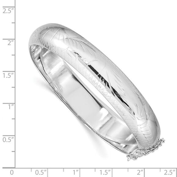 Kazi Luxury Sterling Silver Rhodium-plated D/C 12mm Fancy Hinged Bangle Bracelet